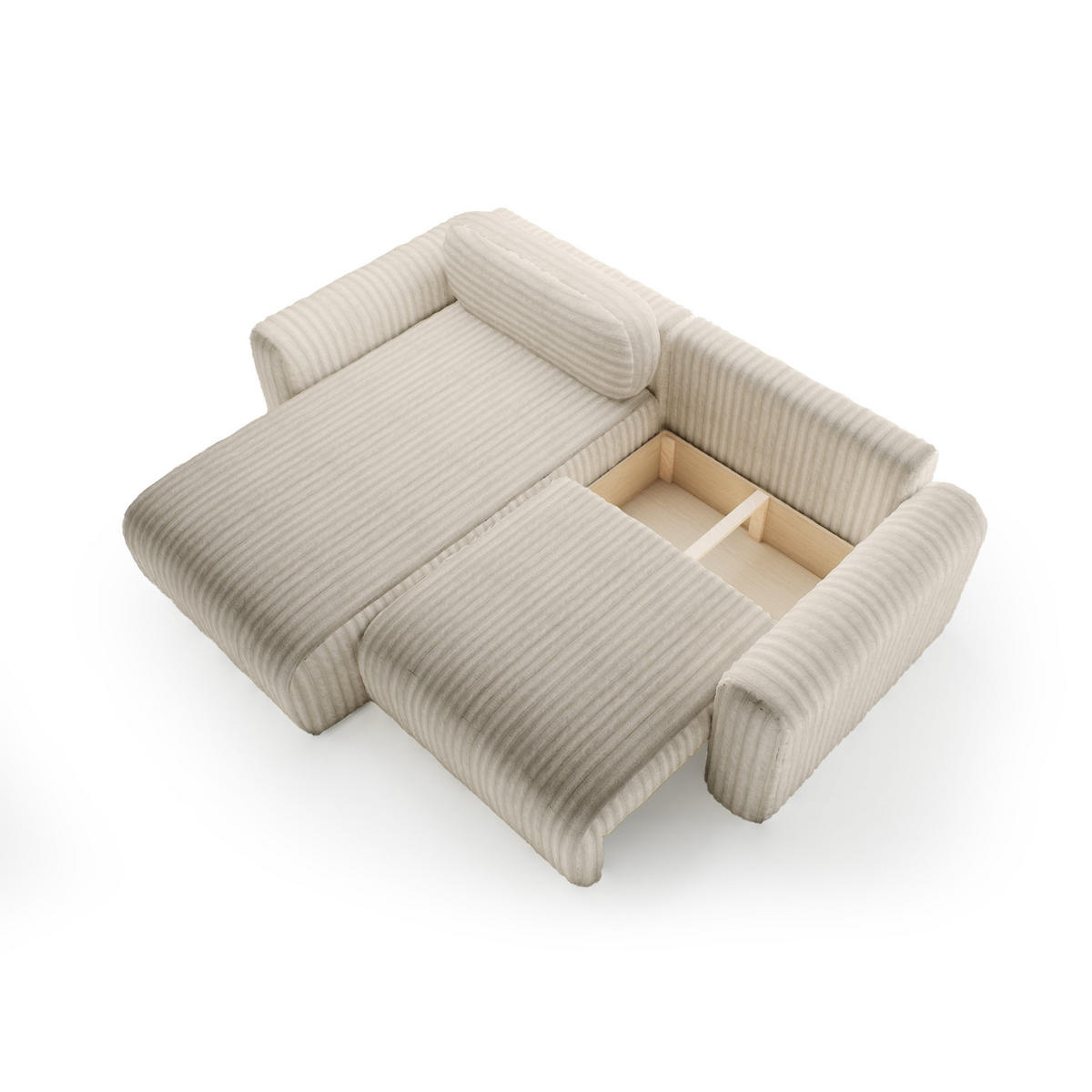 ECKSOFA mit Schlaffunktion Emmen Mini, Creme - Creme, Textil (246/100cm) - Fedve