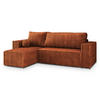 ECKSOFA RAVELO T Braun Kordstoff mit Schlaffunktion - Braun, Holz (240/140cm) - MASSENO