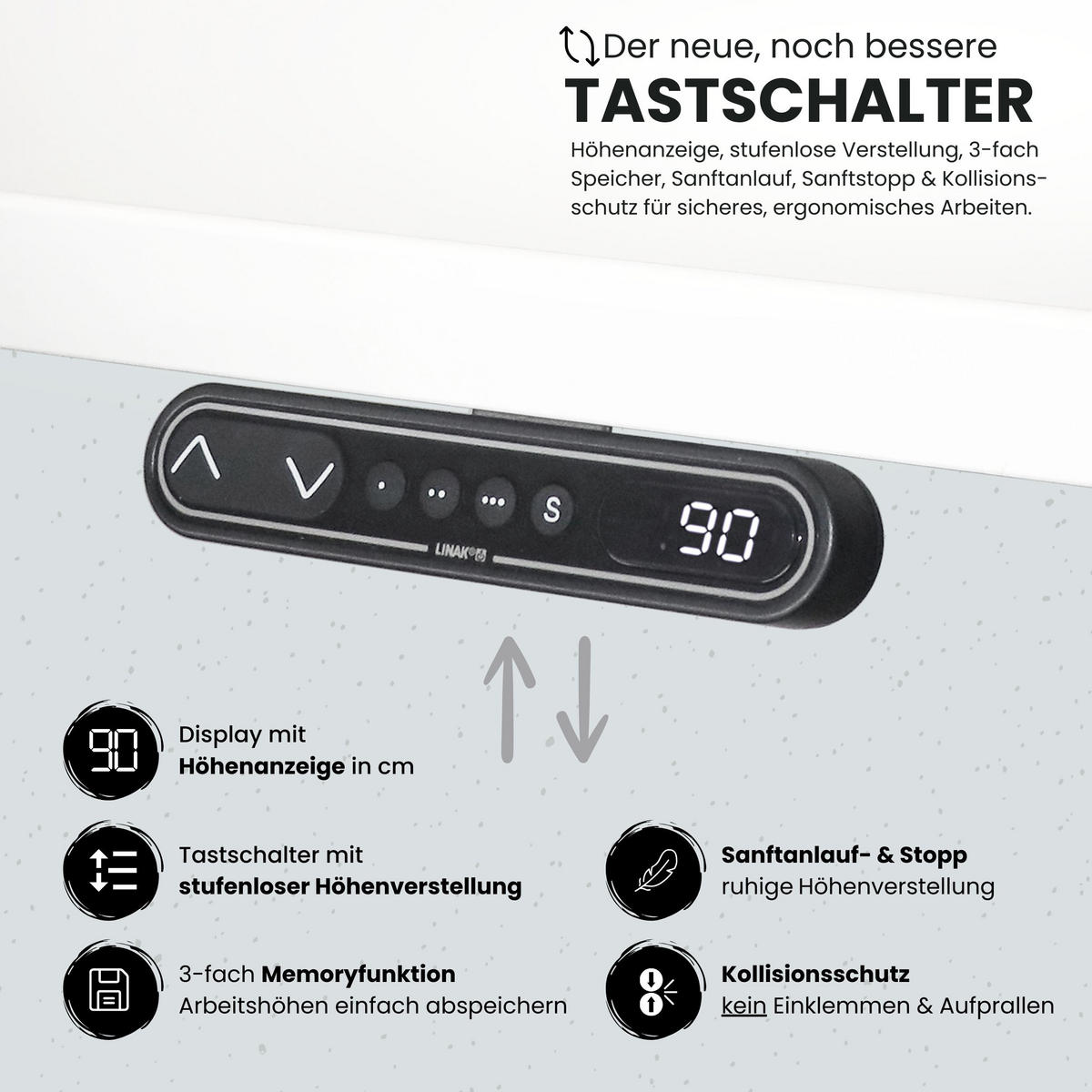 SCHREIBTISCH elektrisch XBHM 80/180/74 cm in Nussbaumfarben/Weiß - Nussbaumfarben/Weiß, Holzwerkstoff (80/180/74cm) - bümö