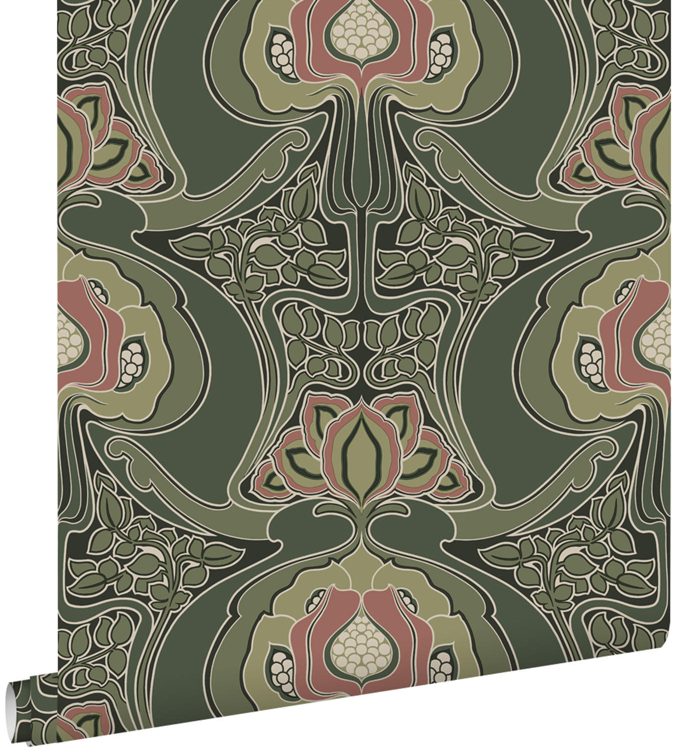 TAPETE Blumenmuster im Jugendstil 53 cm x 10.05 m - Grün, Papier (53/1000cm) - ESTAhome