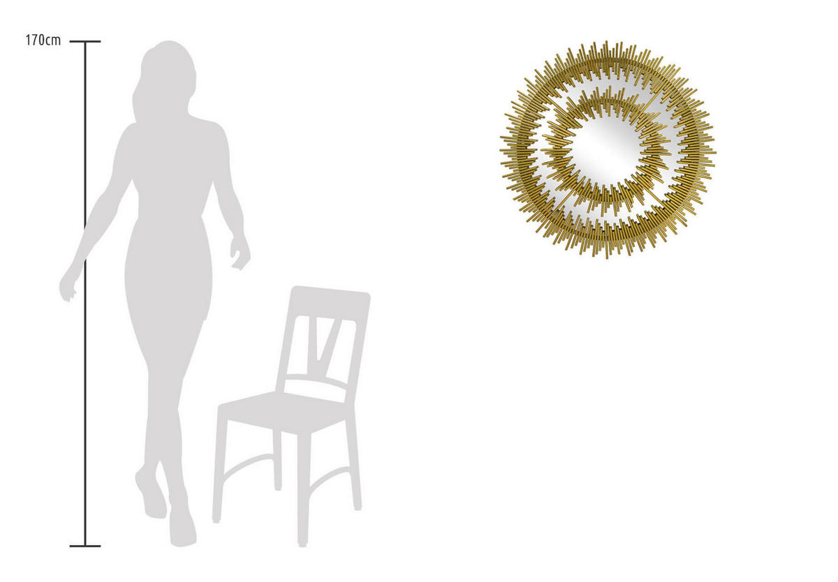 WANDSPIEGEL Gold 72/72 cm - Goldfarben, Metall (10.95/72/3cm) - KUNSTLOFT