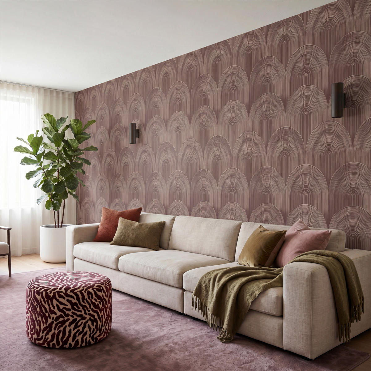 TAPETE - Rhythmic - Aufschlag - Braun - 450x200 cm - Dunkelbraun, Papier (450/200cm) - OnlyWow