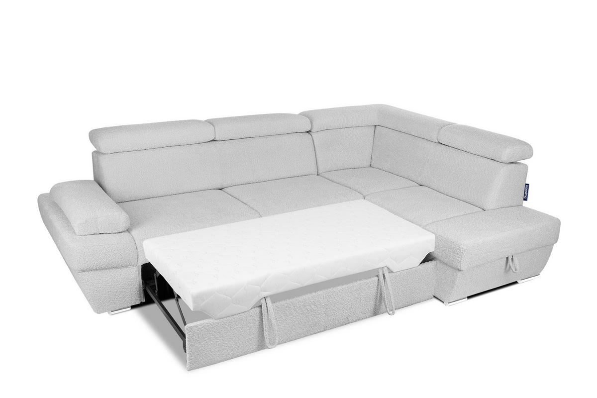 SCHLAFECKSOFA RATLO rechts 4/5-Sitzer mit Bettkasten, Grau - Silberfarben/Hellgrau, Textil (270/190cm) - KONSIMO®