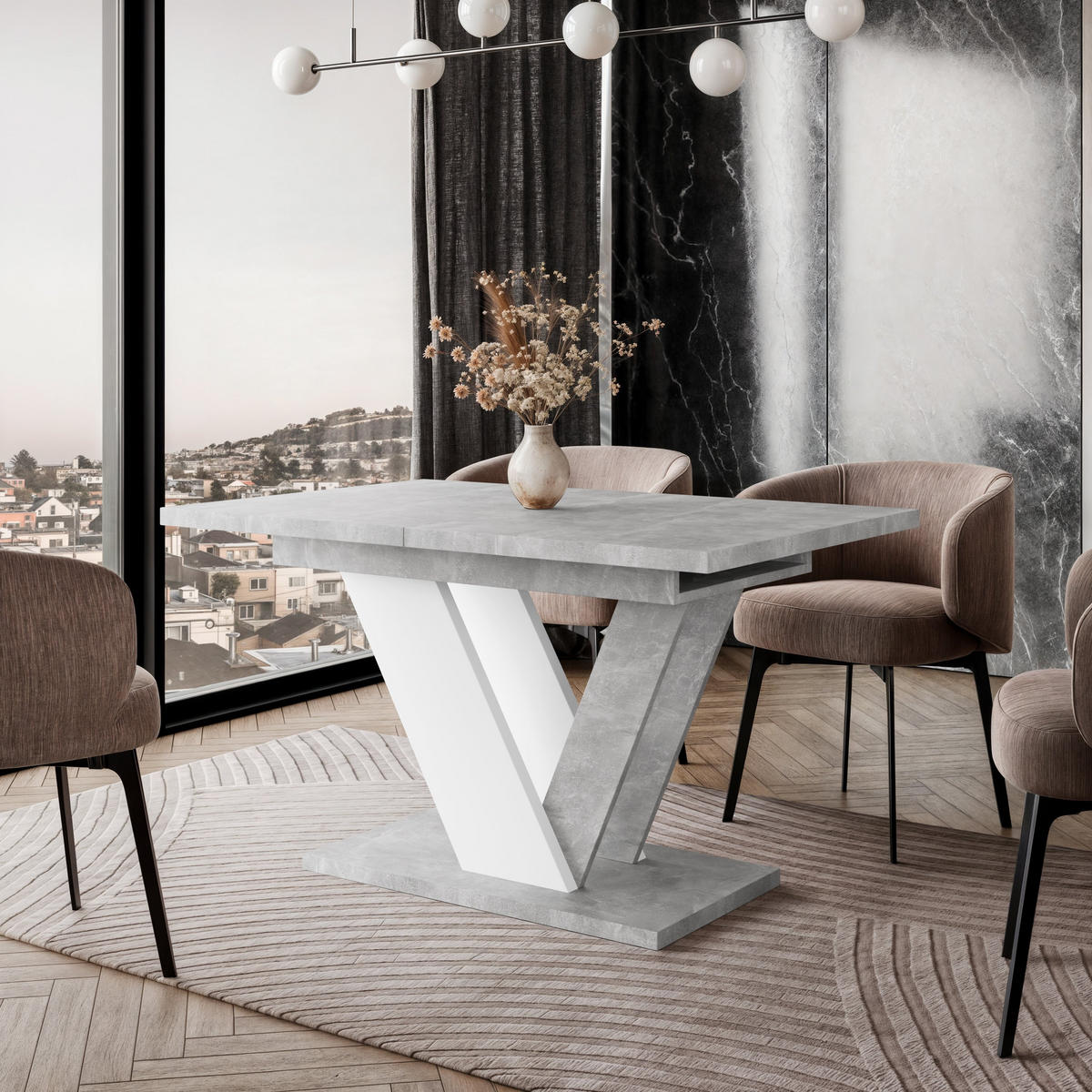 ESSTISCH ZAFIR Ausziehbar 120 - 160 / 80 x 76 cm - Weiß/Grau, Holz (120/80/76cm) - MASSENO