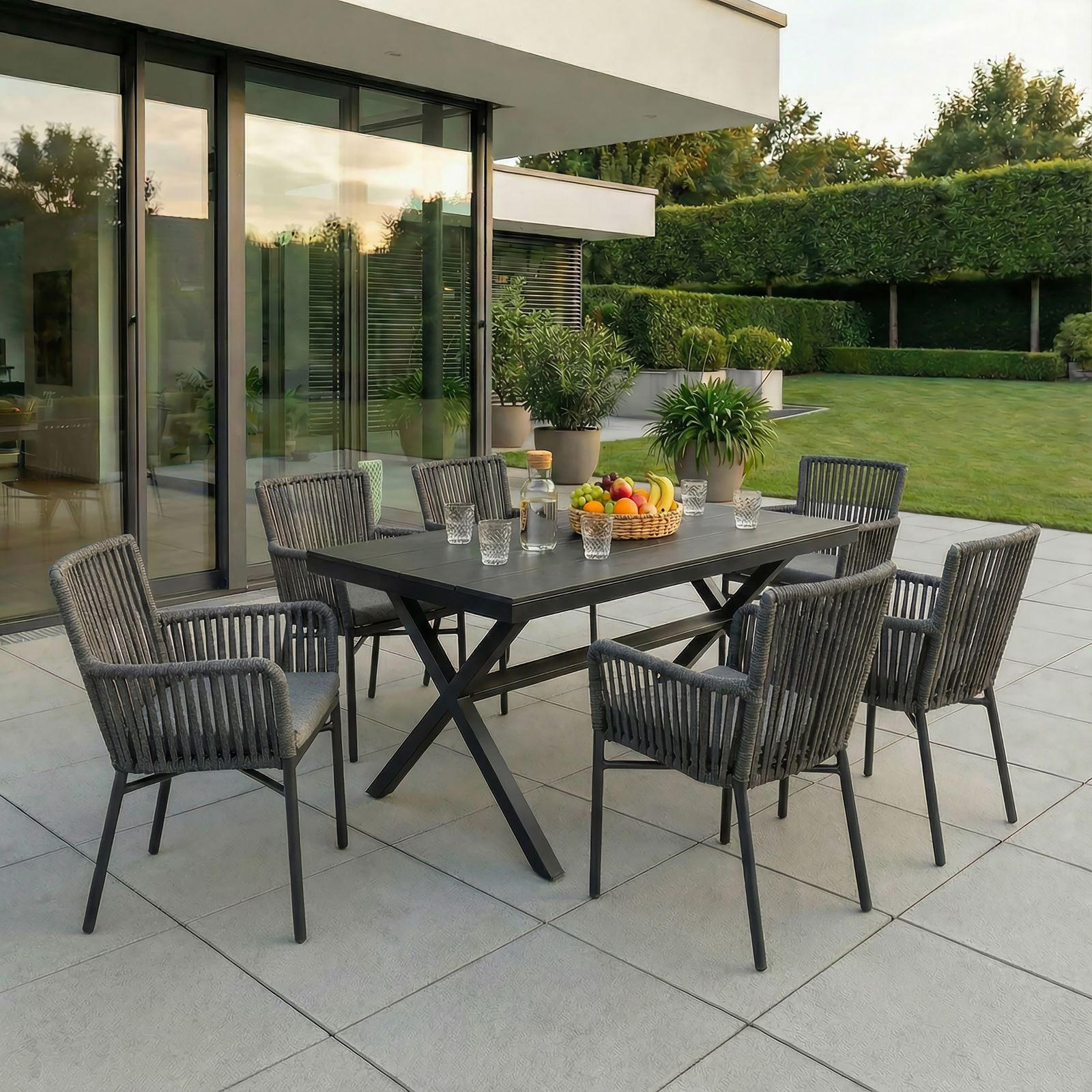 GARTENMÖBEL SET AFUERA - Schwarz/Grau, Metall - IDIMEX