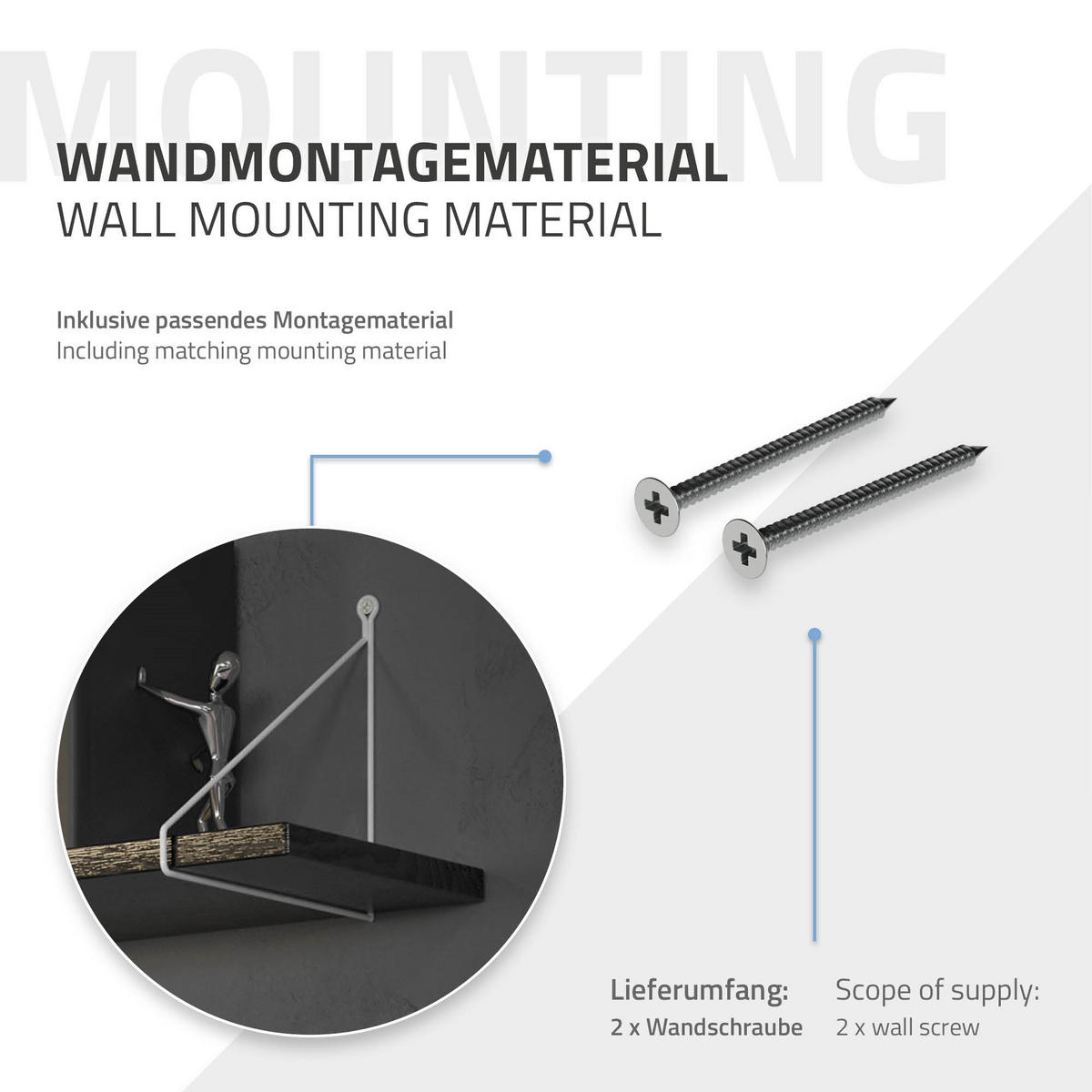 REGALHALTERUNG - Weiß, Metall (25/25/26cm) - ML-DESIGN