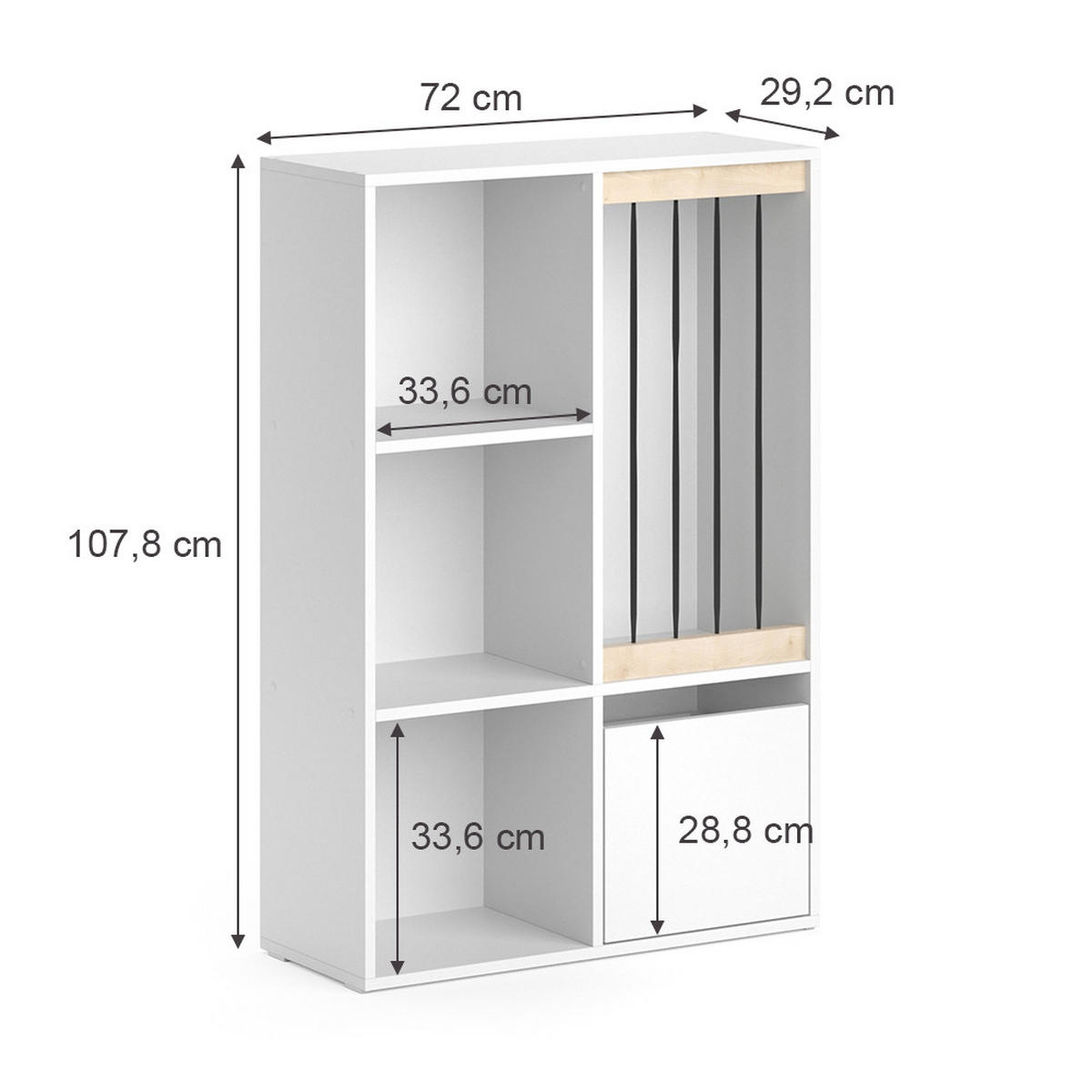 KINDERREGAL Luigi Weiß 72 x 107.8 cm - Weiß, Holzwerkstoff (29.2/107.8/72cm) - Vicco