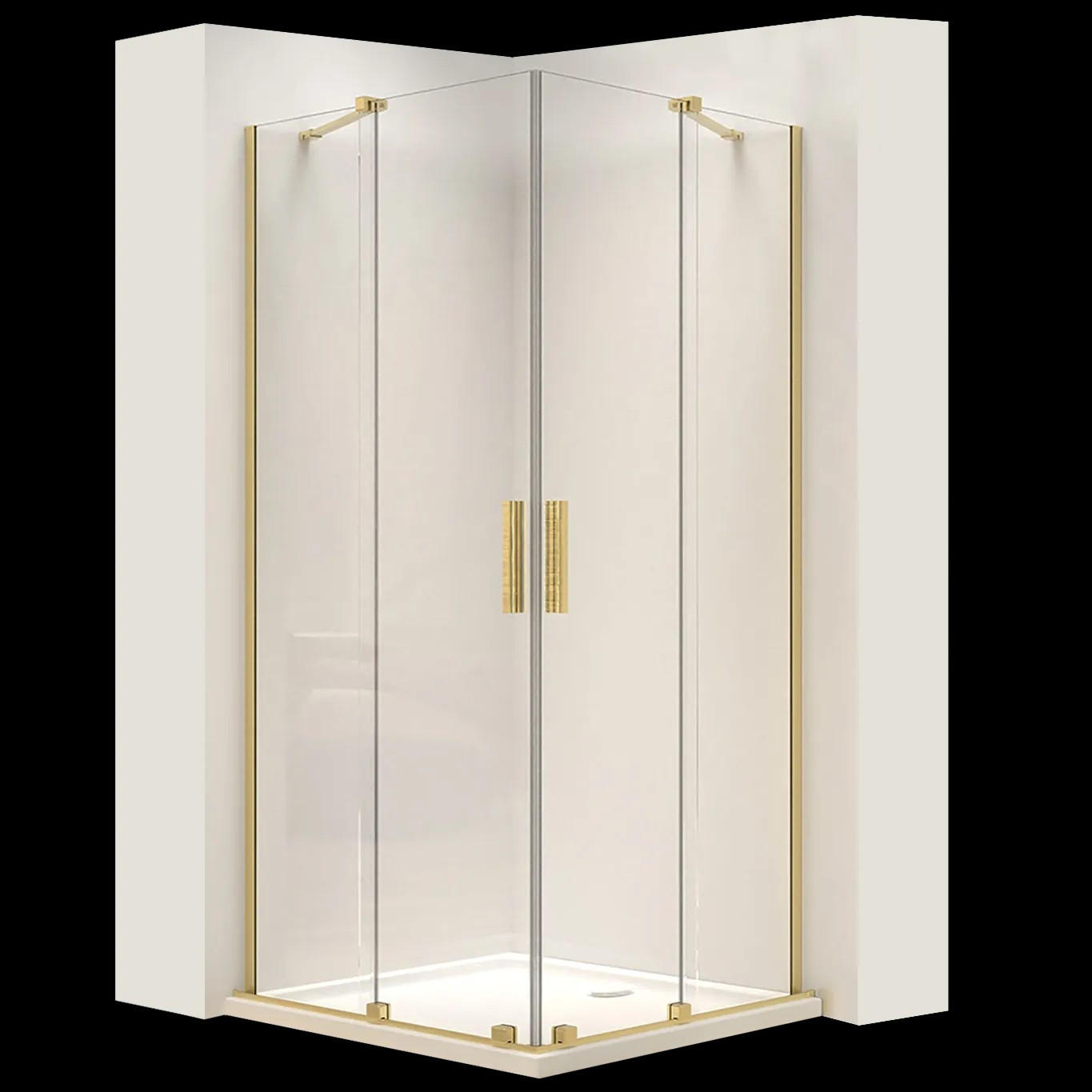 DUSCHKABINE Rea Montana Double Gold Brush 90x90 - Goldfarben, Glas (90/90/200cm) - REA