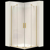 DUSCHKABINE Rea Montana Double Gold Brush 90x90 - Goldfarben, Glas (90/90/200cm) - REA