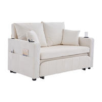 SCHLAFSOFA klappbar mit USB und Getränkehaltern, Beige - Beige, Textil (139/83/73cm)