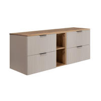 BADEZIMMERSCHRANK, Kaschmir / Gold-coloured Craft Eiche, Schwarze Griffe, 140 x 57 x 46 cm - Kaschmir/Eichefarben, Holzwerkstoff (140/57/46cm) - 3XE LIVING