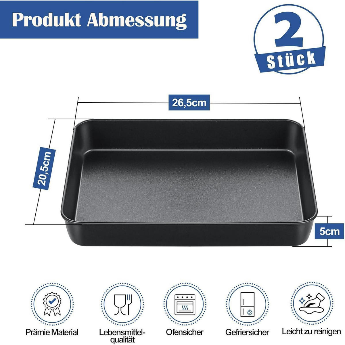 BACKBLECH 2er Set 26,5 x 20,8 x 5 cm - Schwarz, Metall (20.8/5/26.5cm)