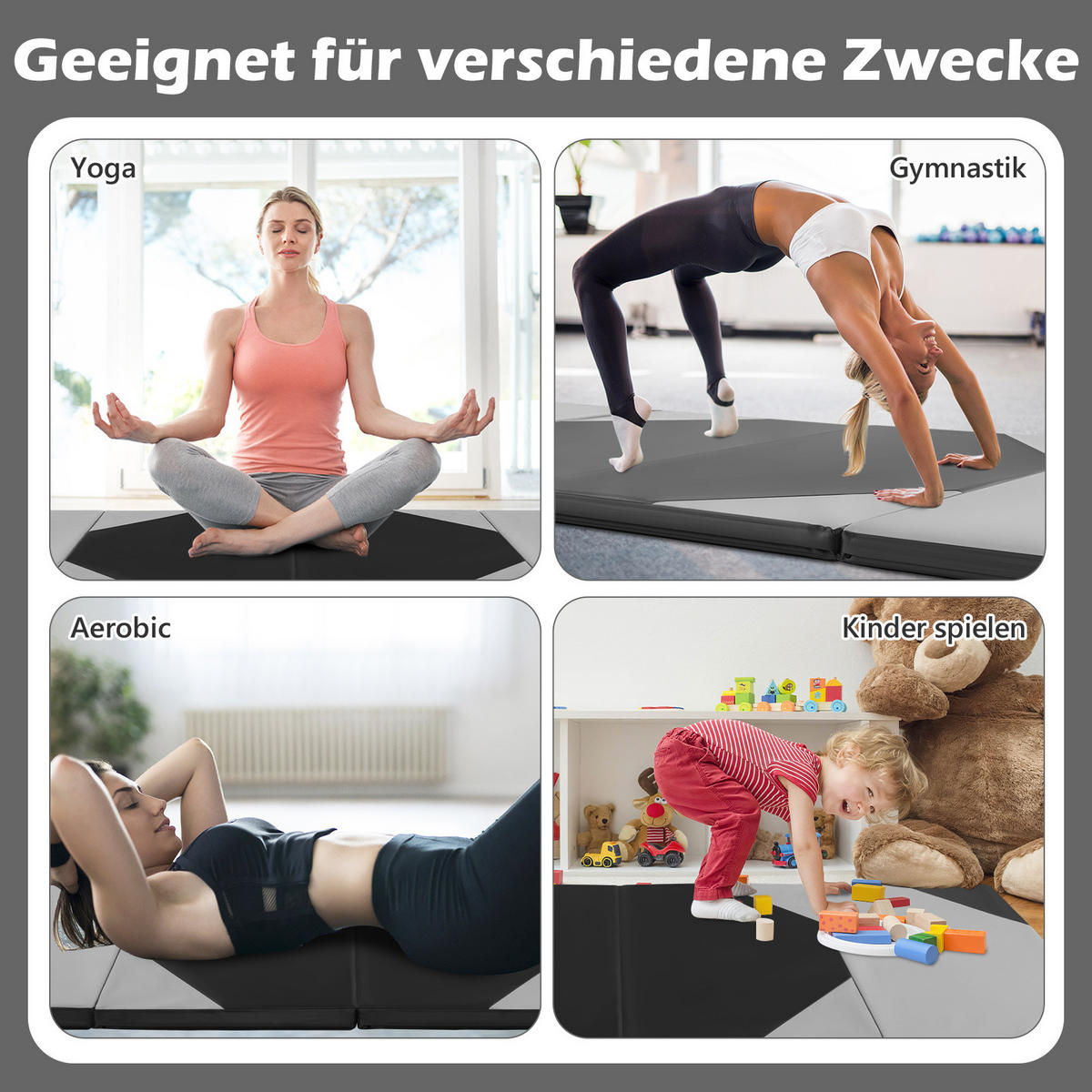 GYMNASTIKMATTE Grau - Grau, Leder (117/300cm) - COSTWAY