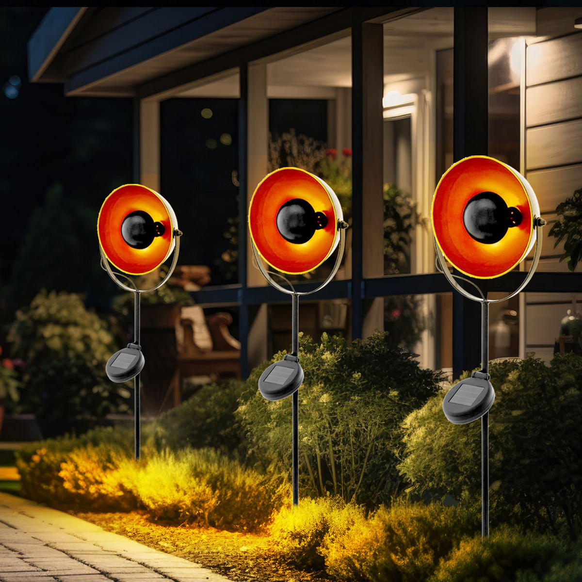 LED WEGELEUCHTE Stahl Schwarz - Schwarz, Metall (10/12/61cm)