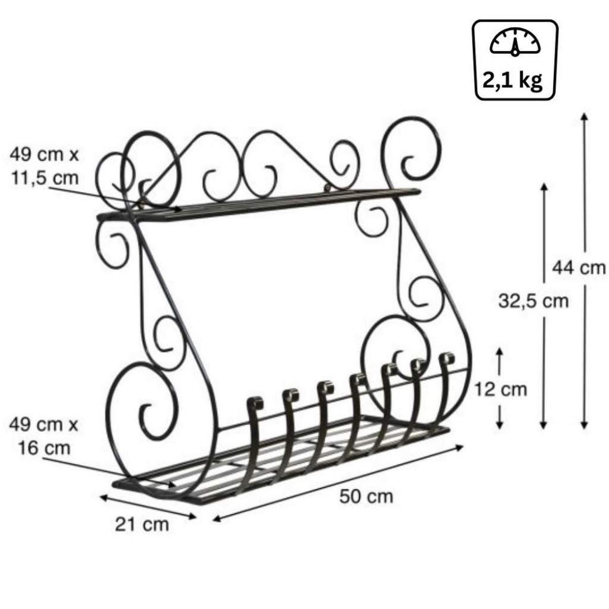 KÜCHENREGAL AUS METALL Metall Schwarz Sebino 50 cm - Schwarz, Metall (50/44/21cm) - DanDiBo