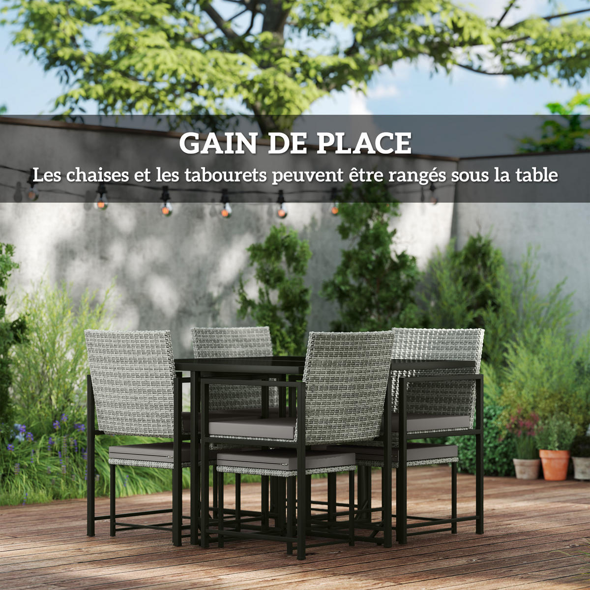 GARTENESSGRUPPE DE-13624 8-sitzig mit Glastisch & Polster Grau - Grau, Metall - ComfortXL