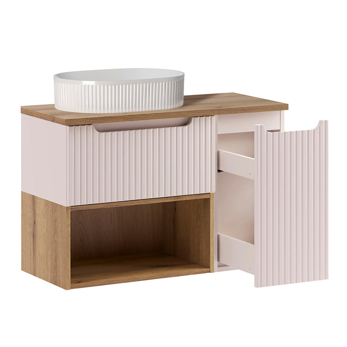 WASCHTISCH 90.4cm Riva Kaschmir - Beige, Holzwerkstoff (90.4/60/40cm) - Petits-meubles