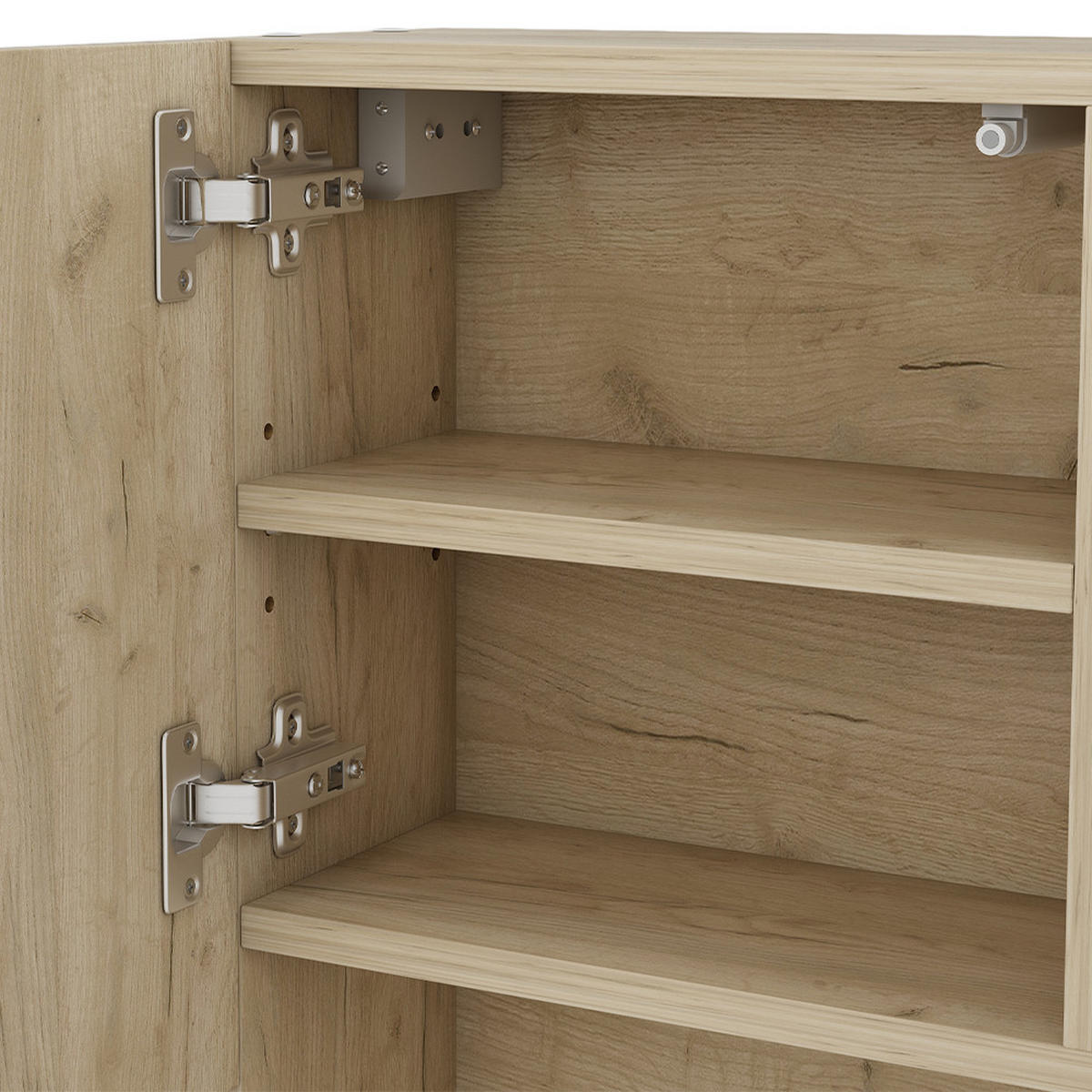 BADSPIEGELSCHRANK Edge Weiß 54 x 55 cm mit Tür und offenen Fächern - Eichefarben/Weiß, Holzwerkstoff (54/55/17cm) - Vicco