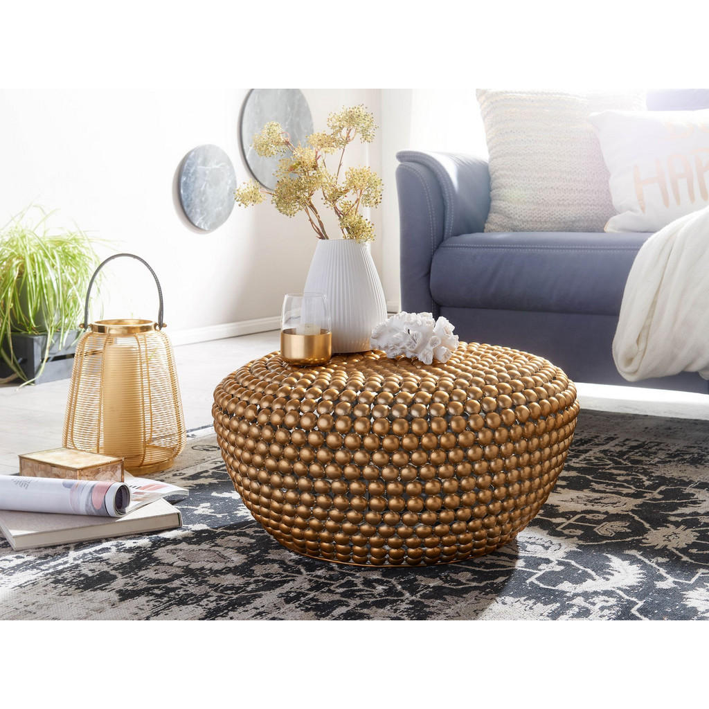 Thumbnail - Kadima Design Beistelltisch, Gold, Metall, Rund,Rund, 60x30x60 cm, Wohnzimmer, Wohnzimmertische, Couchtische