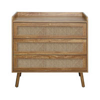 KOMMODE mit 3 schubladen und fronten aus natürlichem rattan - palmo 80/39/79 cm - Apfelbaumfarben, Holzwerkstoff (39/79/80cm) - Calicosy