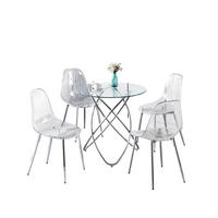 ESSGRUPPE DE-39336 5-teilig, mit 4 Samtstühlen Silber - Silberfarben, Metall (80/75/80cm) - ComfortXL