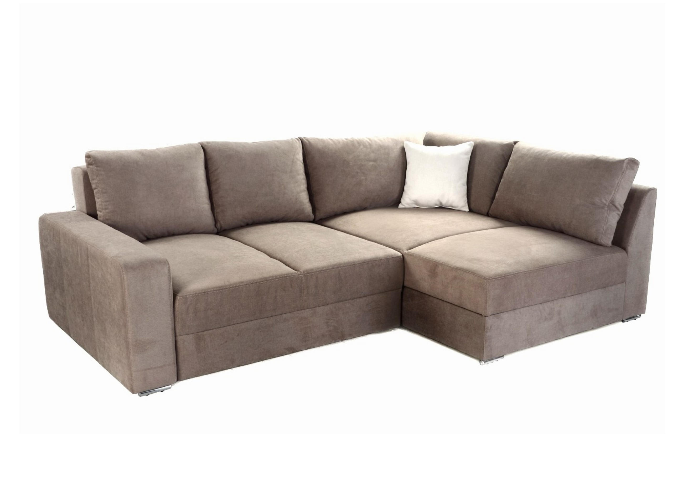 ECKSOFA-DAUERSCHLÄFER Boxspring Federkern Topper Bettkasten, seitenverkehrt montierbar B260/T181/H88 cm, Mikrofaser in Hell-Braun / 15108 - Hellbraun/Chromfarben, Textil/Metall (260/181cm) - luma-home