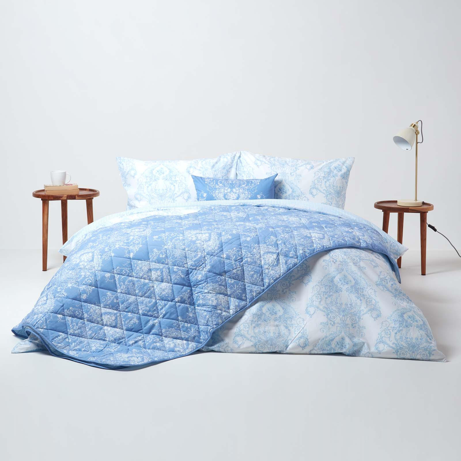 TAGESDECKE Toile-De-Jouy 200/200 cm - Blau, Textil (200/200cm) - Homescapes