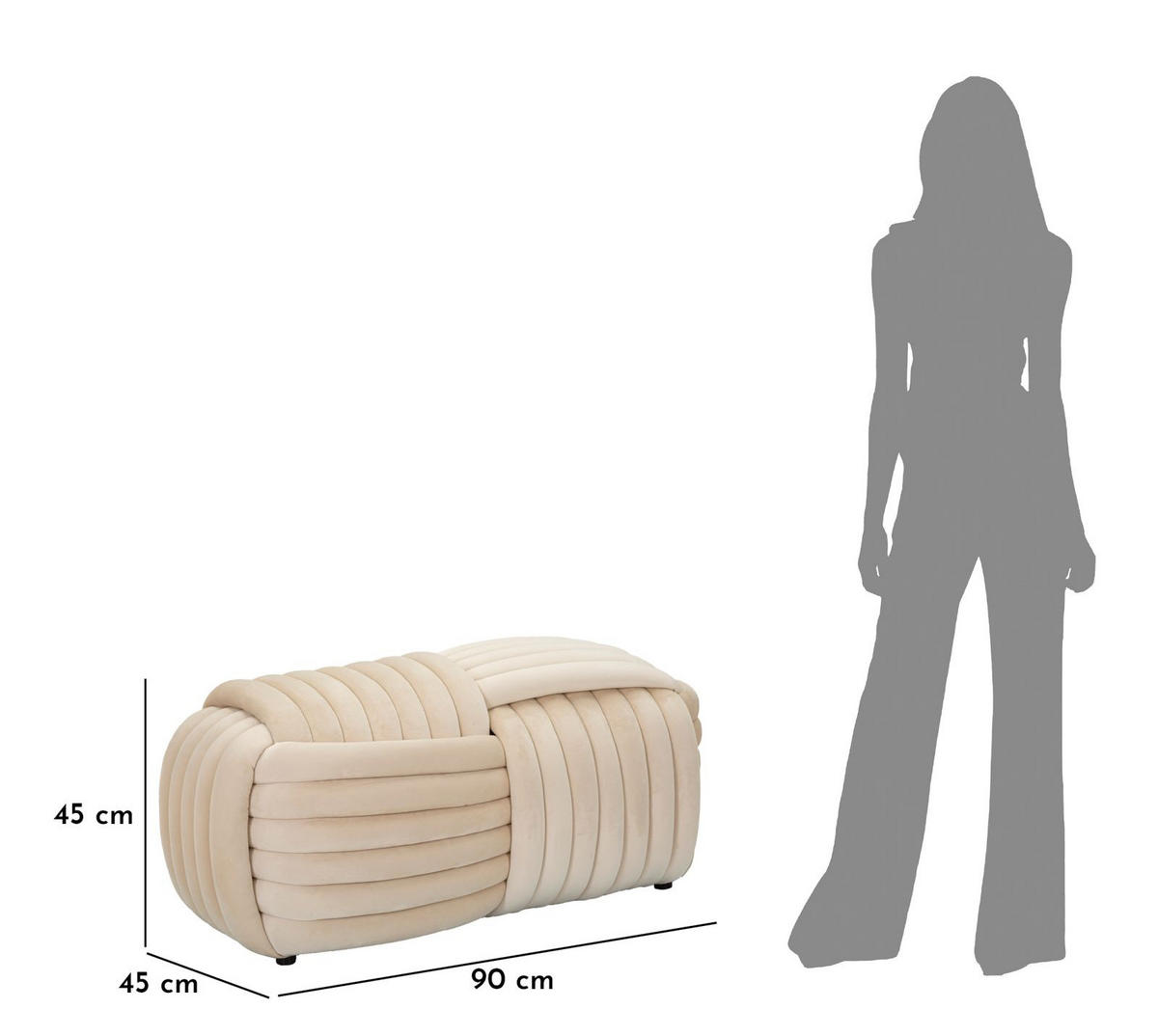 POUF Softy 90/45/45 cm - Beige, Keramik (45/45/90cm) - Mauro Ferretti