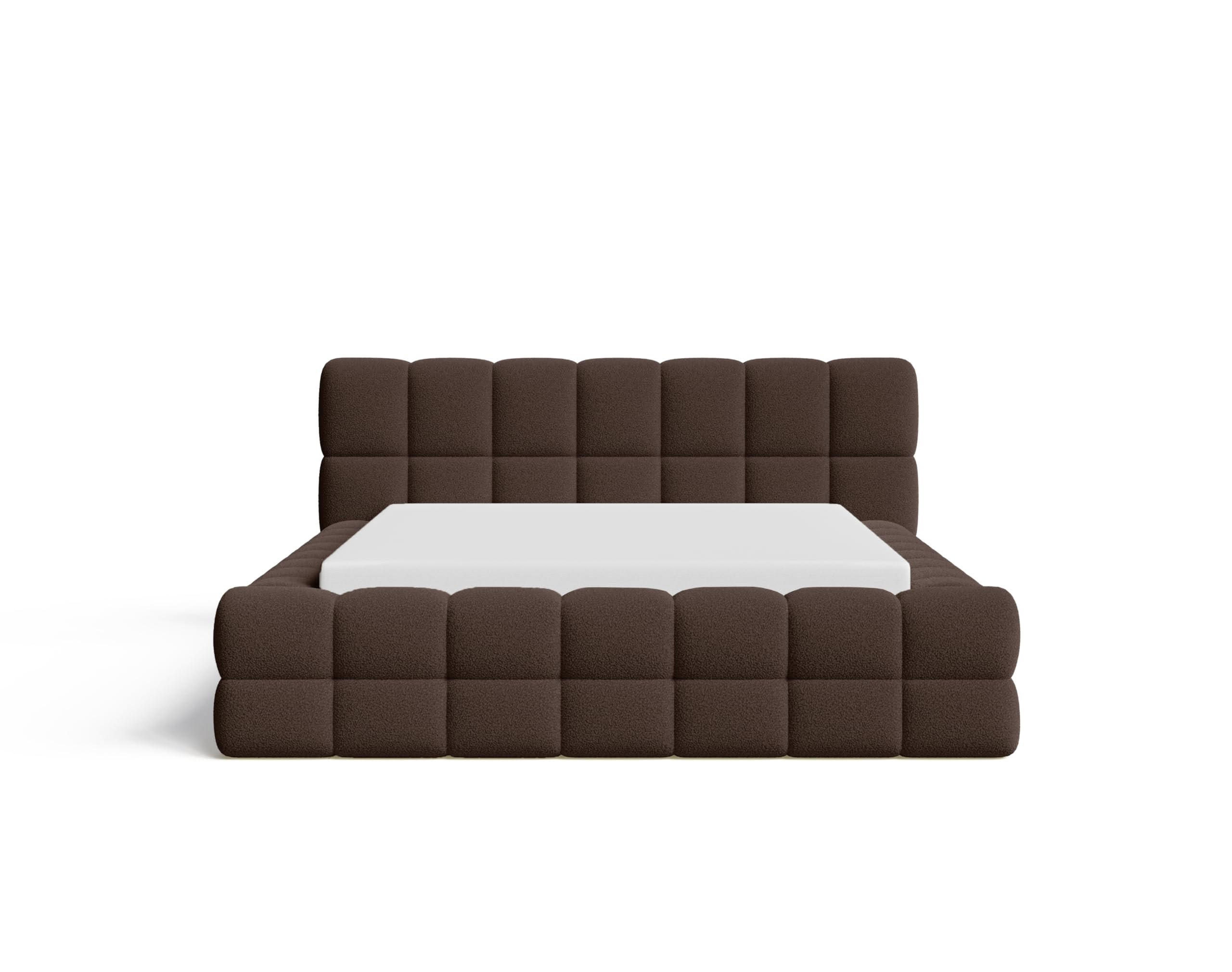 POLSTERBETT 180x200 mit Bettkasten, Lattenrost und Kopfteil, Eleganter Bouclé-Stoffbezug Braun - Braun, Holz (180/200cm) - Chilly