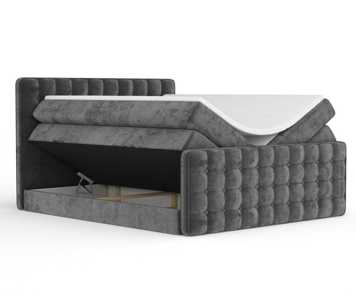 BOXSPRINGBETT Velouria Anthrazit 160/200 cm - Anthrazit/Schwarz, Holz/Holzwerkstoff (160/200cm) - Maison de Reve