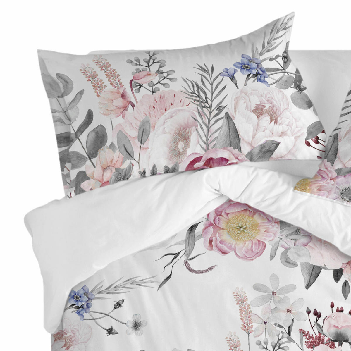 KISSENBEZUG delicate bouquet 80x80 cm mehrfarbig - Multicolor, Textil (80/80cm) - Happy Friday