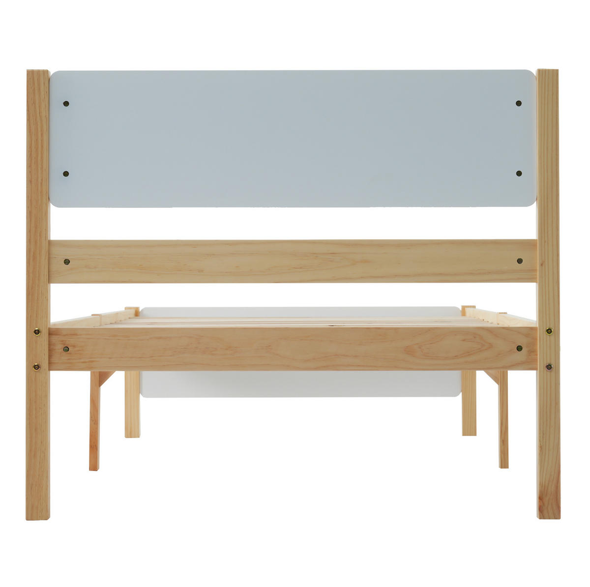 RAHMENBETT 90/200 cm Kiefernholzrahmen mit Kopf- und Fußteil in Weiß und Natur - Naturfarben, Holz (140/200cm) - OKWISH