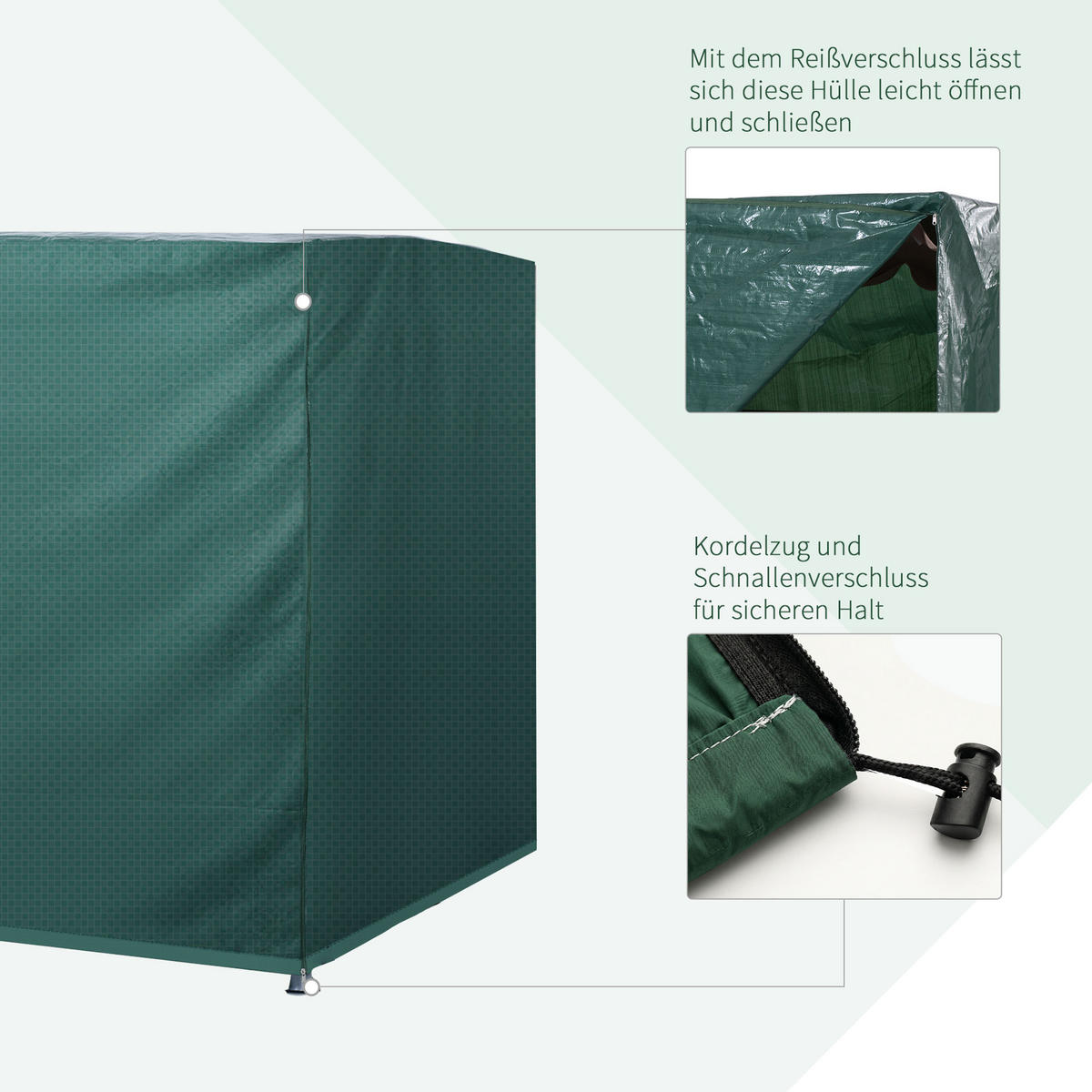 ABDECKUNG Für Hollywoodschaukel DE-06982 3-Sitzer, wasserdicht & winterfest Grün - Dunkelgrün, Kunststoff (155/150/215cm) - ComfortXL
