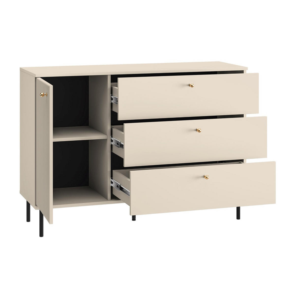 SIDEBOARD CALETTO Beige 120 cm - Beige/Goldfarben, Holzwerkstoff/Metall (120/84.8/40cm) - Selsey