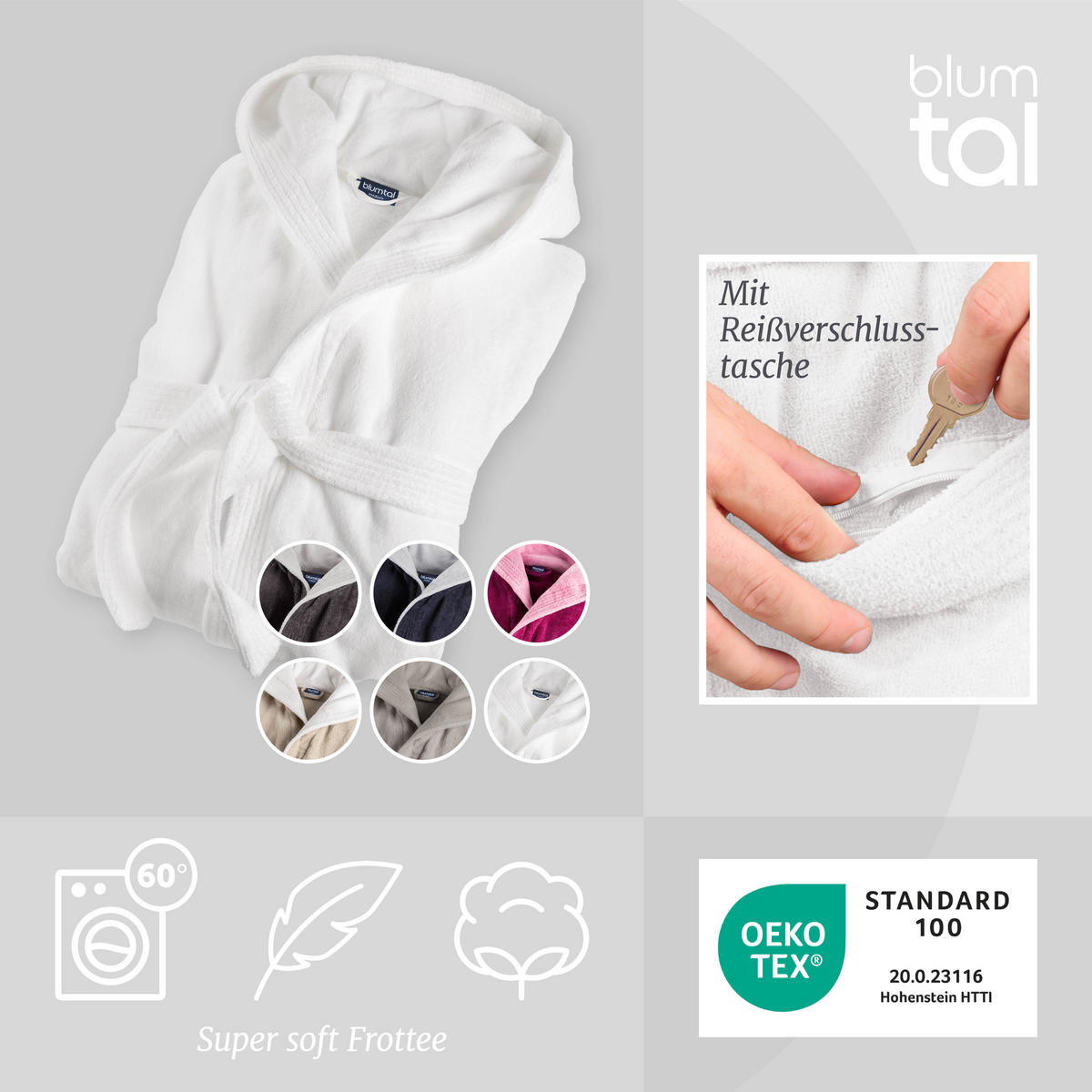BADEMANTEL Cotton Ida: XL, Weiß - Weiß, Textil (XLnull) - Blumtal
