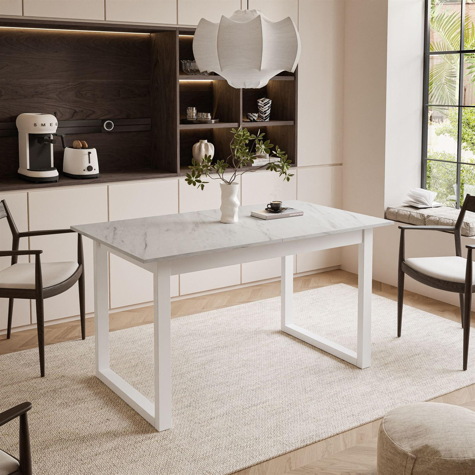 ESSTISCH ARTON II ausziehbarer Tisch 140-195 cm für 6-8 Personen - Multicolor/Weiß, Holzwerkstoff/Metall (140/80/77cm) - Lookway