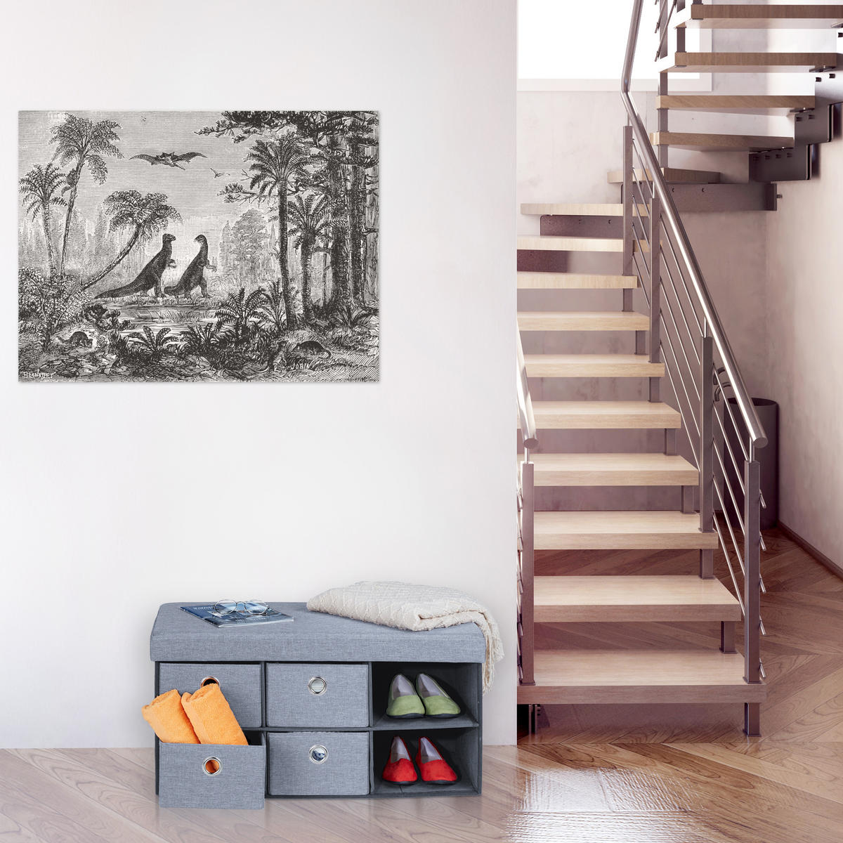 SITZBANK - Grau, Holzwerkstoff/Textil (76/39/38cm) - Relaxdays