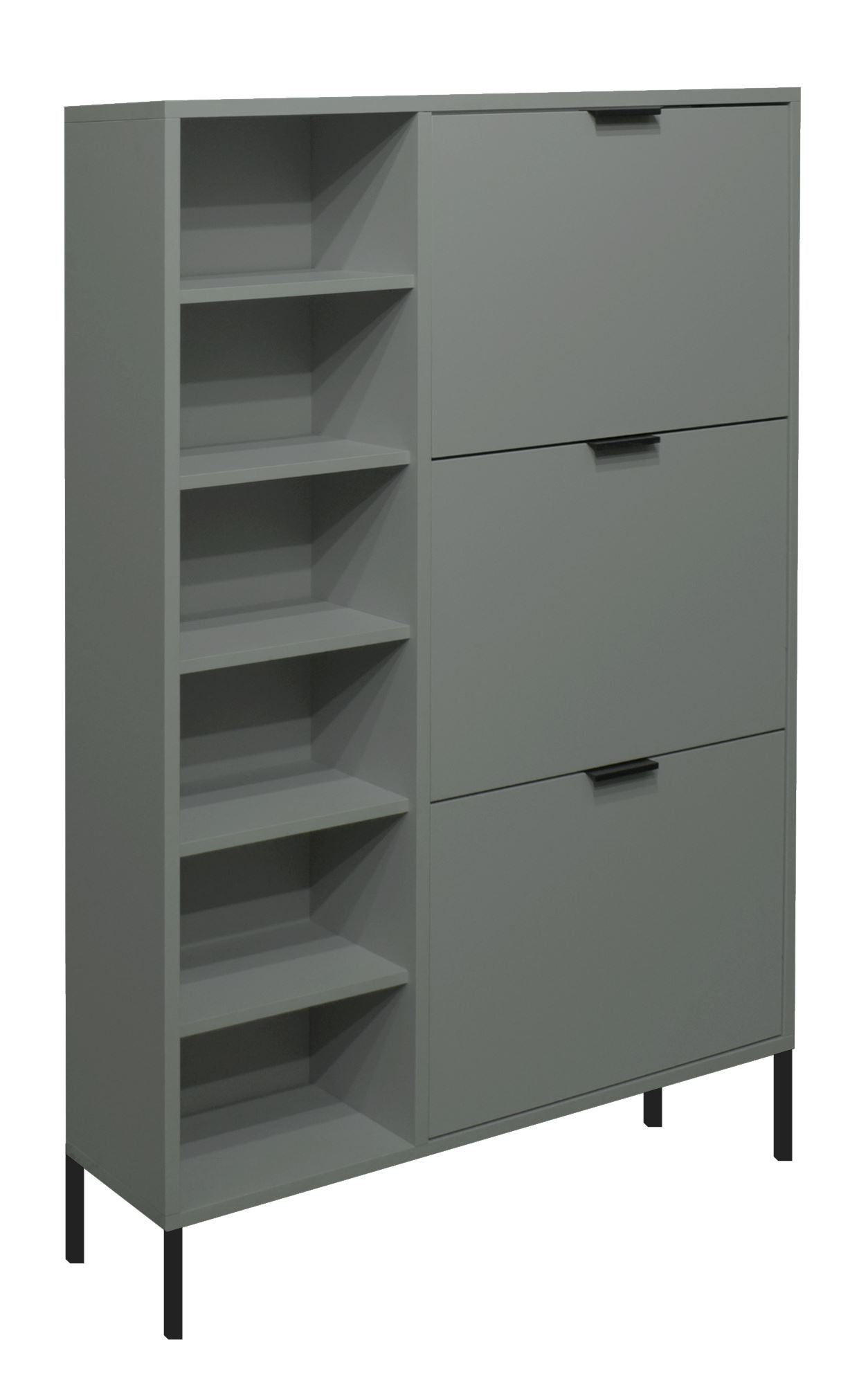 SCHUHSCHRANK Erna 95x25x141 Pinie Green matt Lack - Grün, Holzwerkstoff (95/141/25cm) - 58aufmkessel