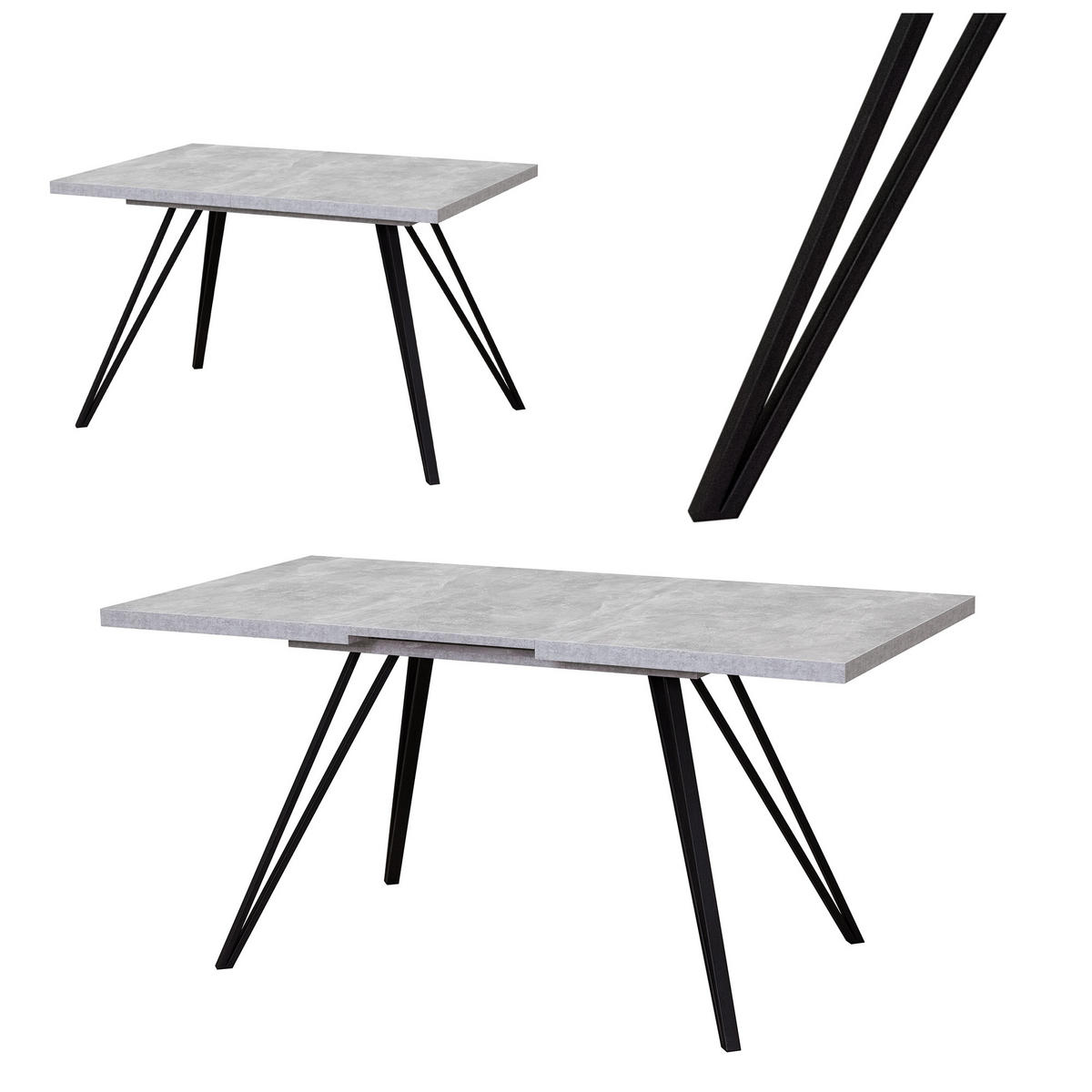 ESSTISCH Life in Beton Optik - Grau, Holzwerkstoff (90/200/75cm) - Vladon