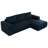 ECKSOFA TRENTINO L Dunkelblau Velvet - Rechts - Schwarz/Dunkelblau, Textil (164/266cm) - MKS