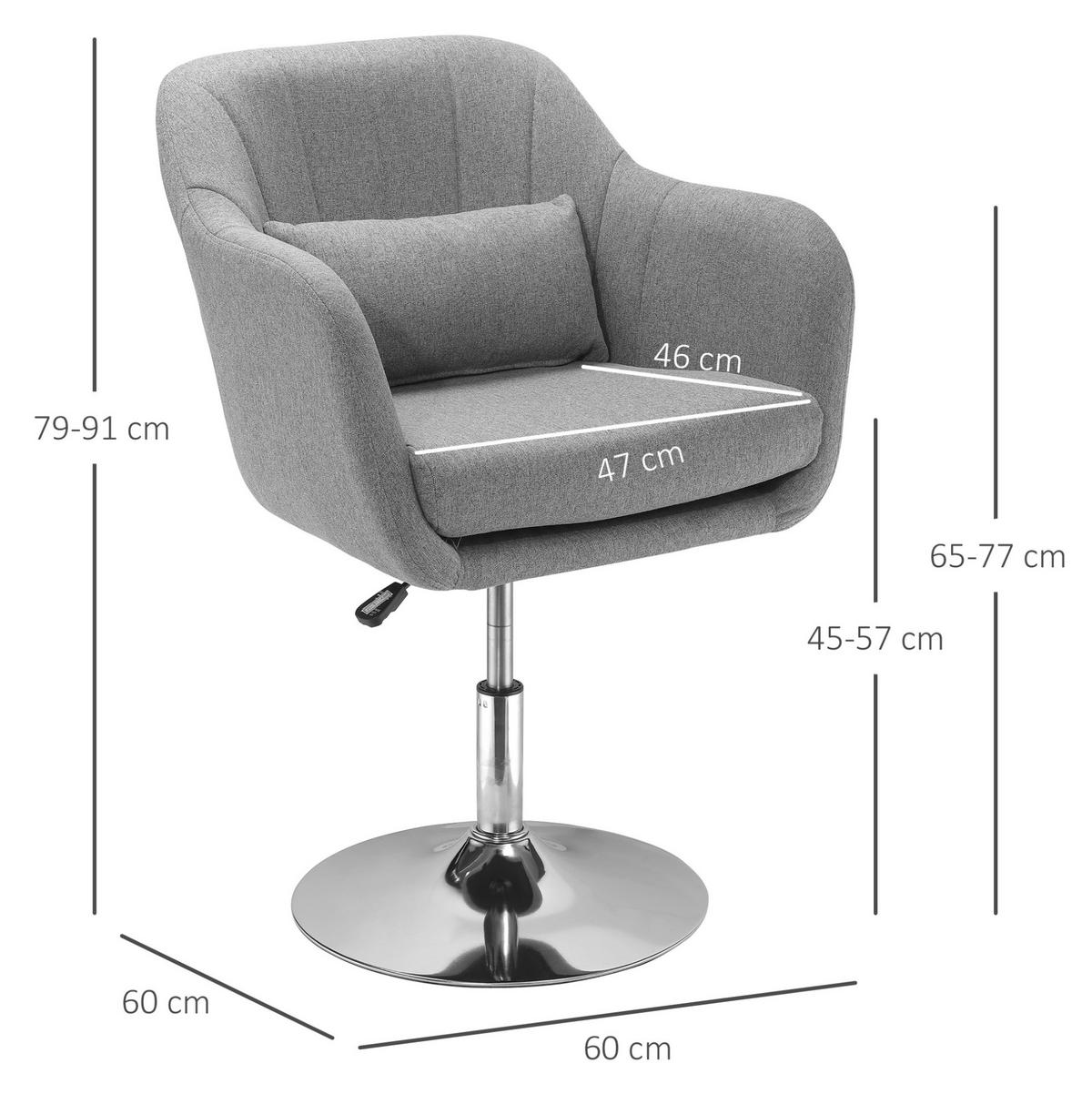 DREHSTUHL höhenverstellbar 60 x 60 x 79-91 cm Polyester Grau - Grau, Metall (60/91/60cm) - Meubliv