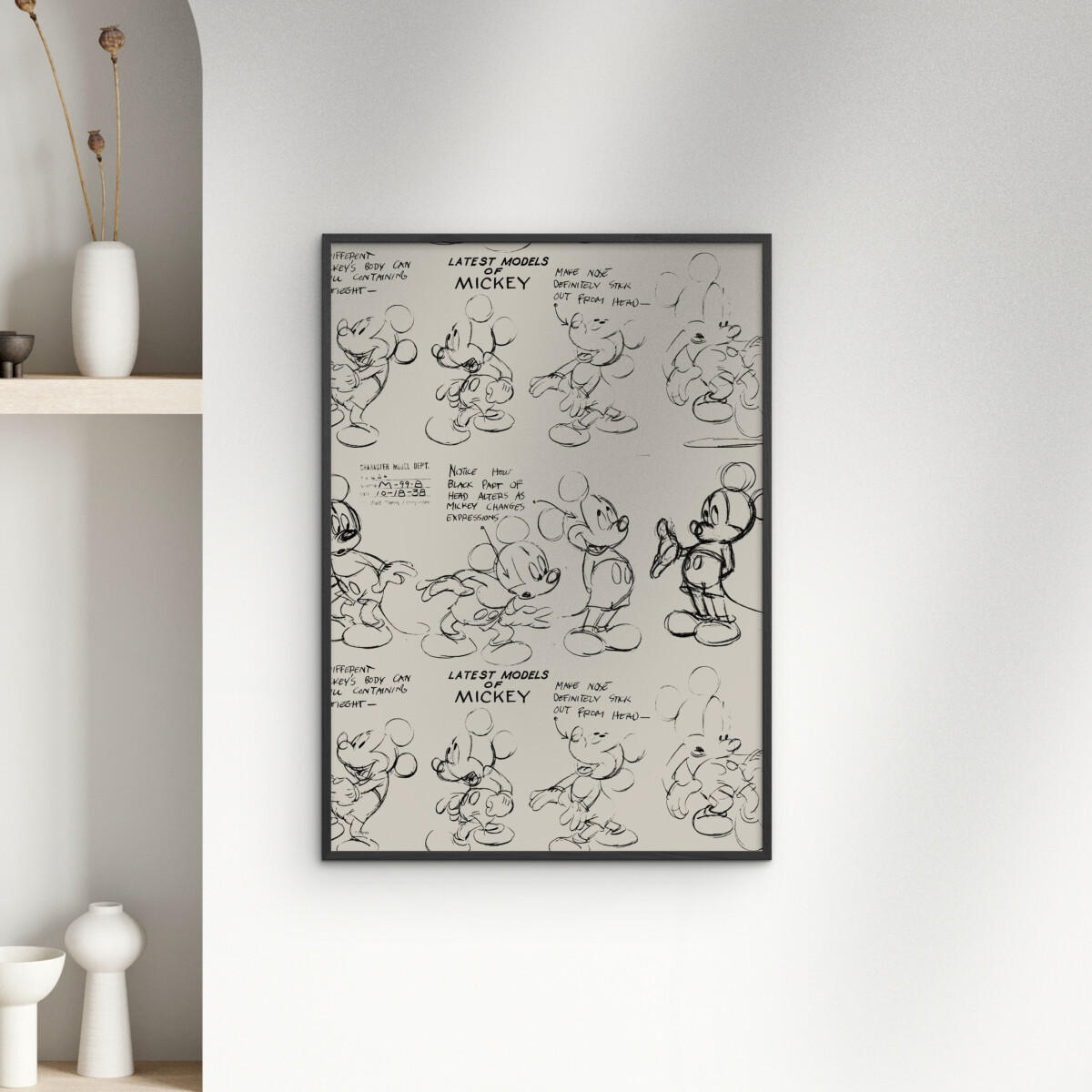 POSTER mit Rahmen Disney - Disney - Mickey Mouse Latest Models of Mickey - Beige/Schwarz, Holz/Papier (30/40cm) - Poster&Frame