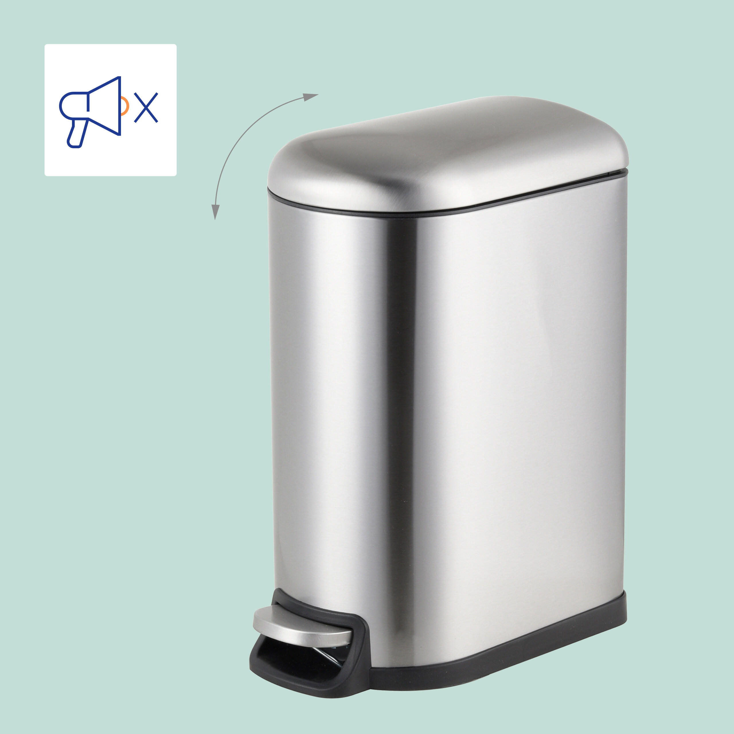 MÜLLEIMER - Silberfarben, Kunststoff/Metall (18.5/39/39cm) - Relaxdays