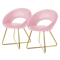STUHL Samt rosa 2er Set - Pink, Metall (53/77/64cm) - ML-DESIGN