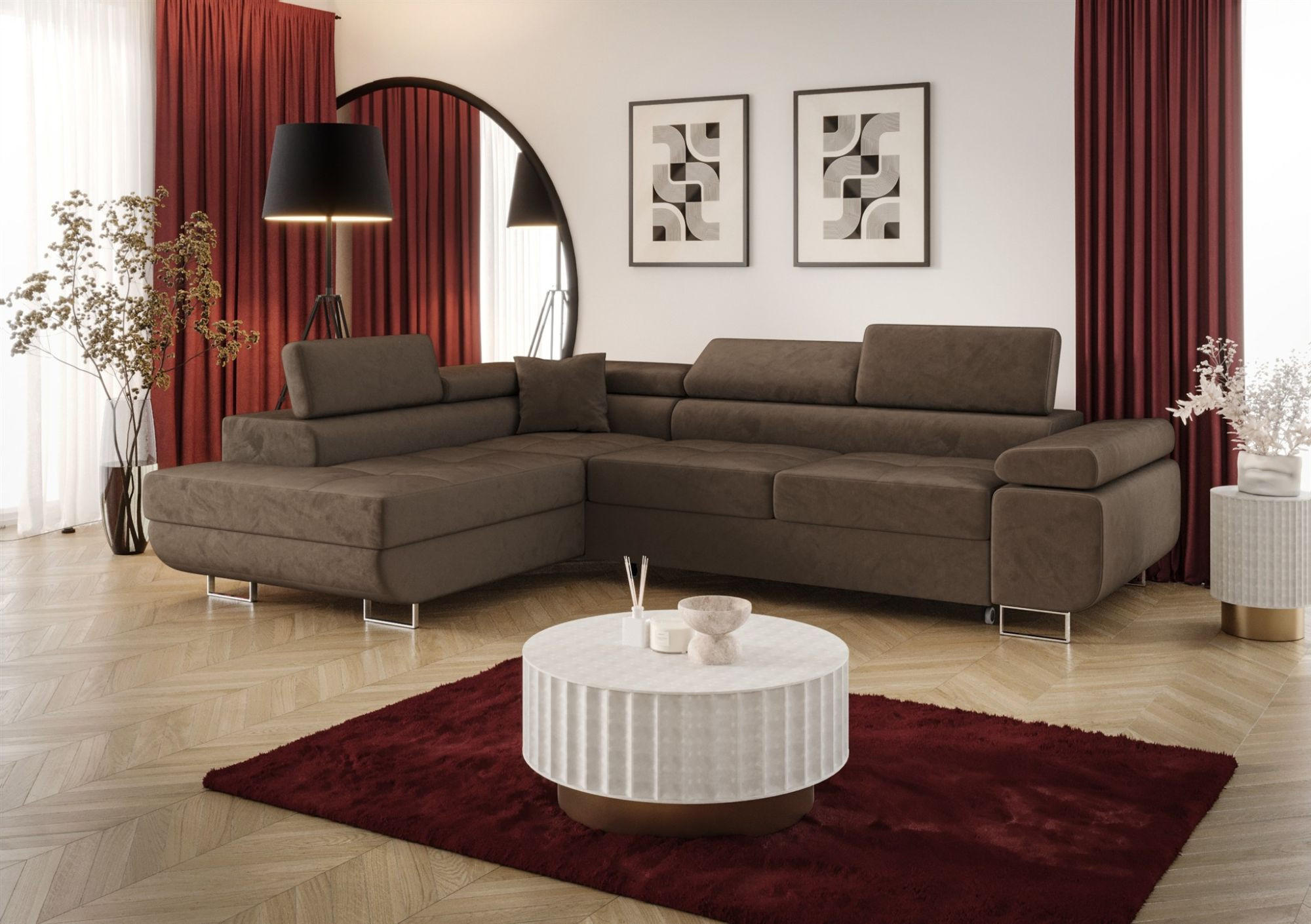 ECKSOFA Monaro Mit Schlaffunktion - Braun, Holzwerkstoff/Textil (275/202cm) - Fun Möbel