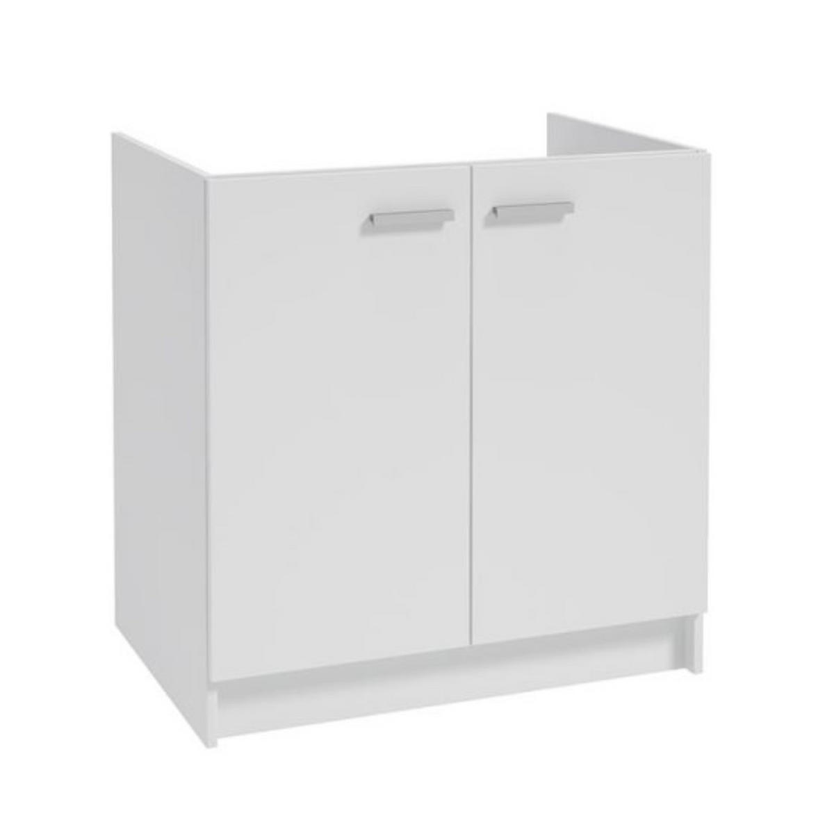 SPÜLUNTERSCHRANK 80cm mit Spüle + Armatur weiß - Weiß, Holzwerkstoff (80/81/46cm) - Stamar