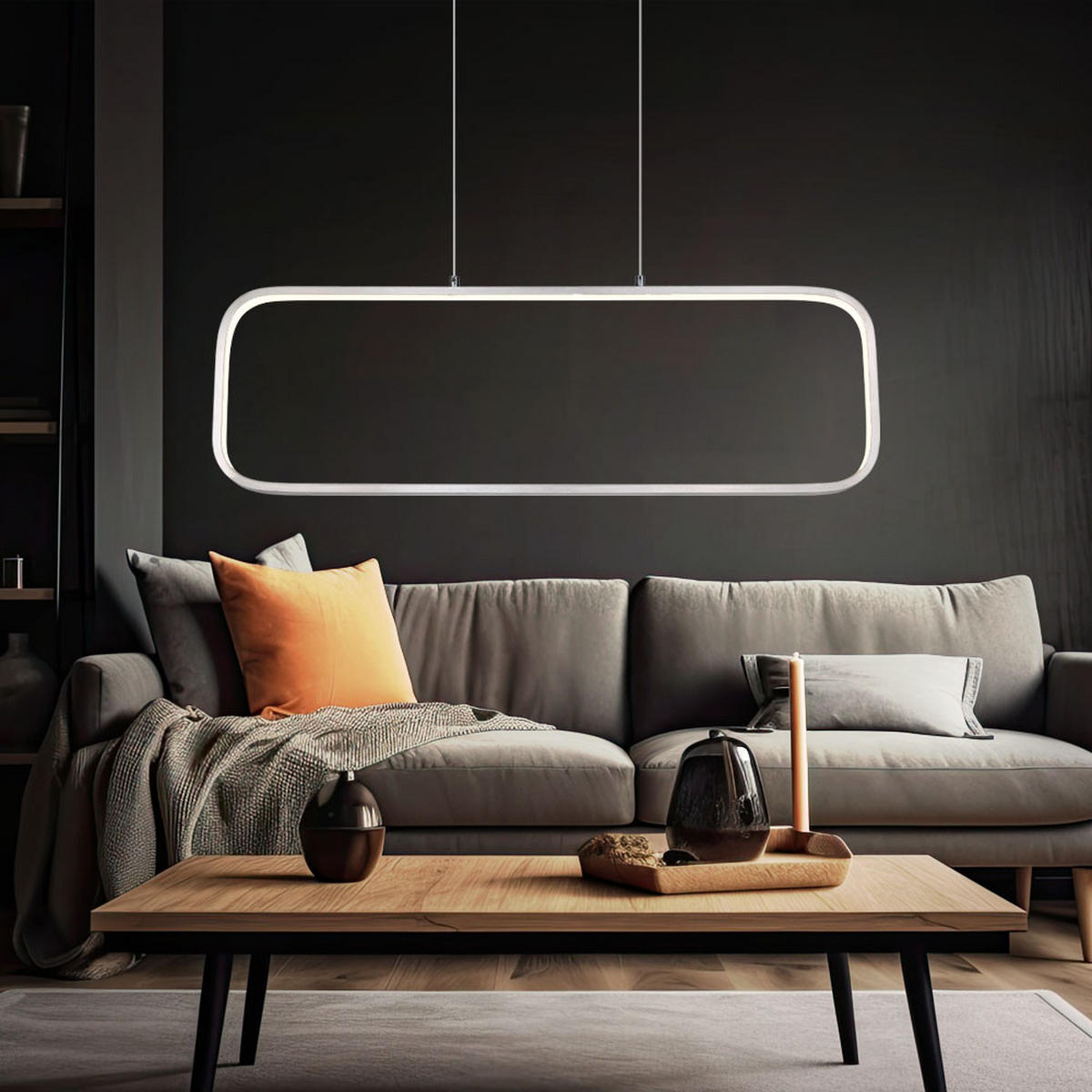 LED HÄNGELEUCHTE SILLA Metall Silber - Silberfarben, Metall (80/10/120cm) - Globo Lighting