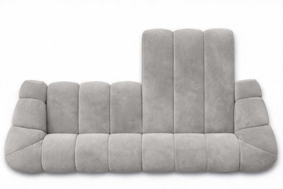 ECKSOFA Modulare L-Form, Veloursstoff Bluvel, Grau, Rechts, CROISSANT L - Grau, Holz (305/190cm) - Kaiser Möbel