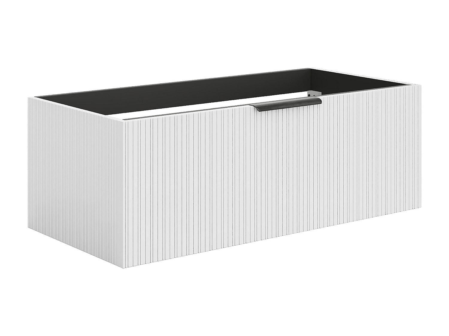 HÄNGESCHRANK für Waschbecken mit Rillenoptik - Weiß - 100 cm - PALIRO - Weiß, Holz (100/35/45.5cm) - Vente-Unique