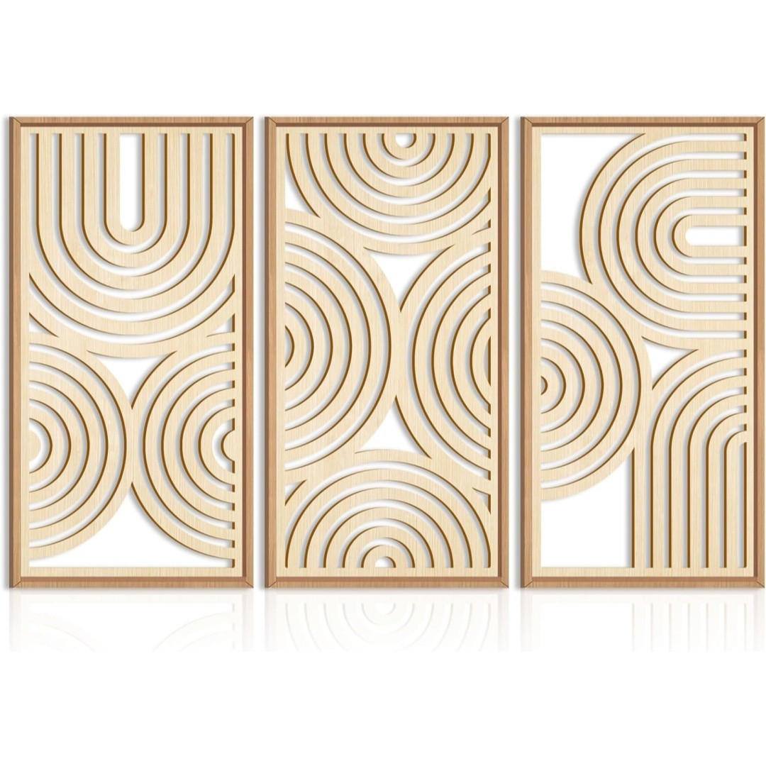WANDDEKO 40x20cm Geometrie Holz Gerahmt - Akaziefarben, Holzwerkstoff (40/1cm) - Authentics